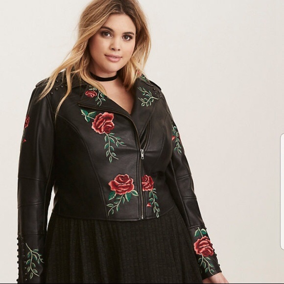 torrid Jackets & Blazers - **Rare** NWT Torrid Rose Embroidered Moto Jacket